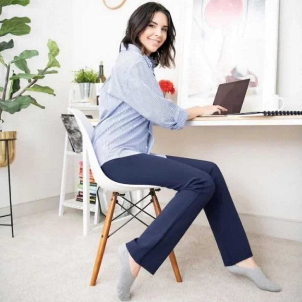 BETABRAND Navy Yoga Style Dress Pants Size Large Petite Like New